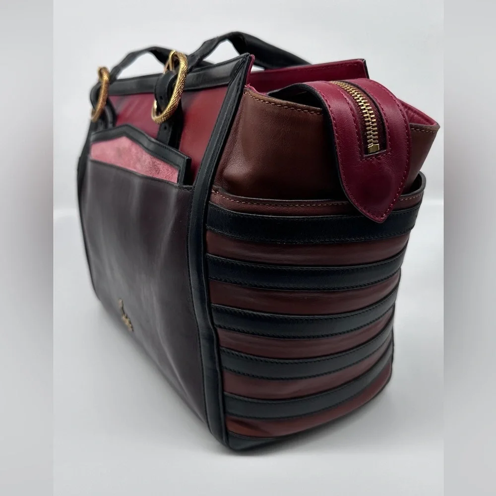 Christian Louboutin Farida Large Leather & Suede Tote Bag – Burgundy/Black/Red - Picture 6 of 16